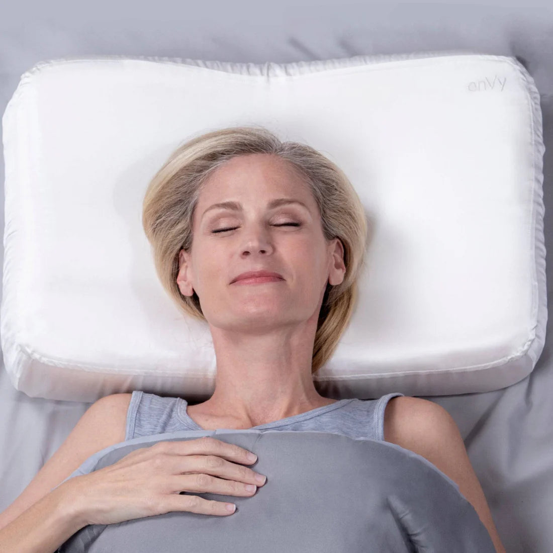 PRO-Aging Ergonomic Neck Pillow for Back and Side Sleepers with COPPER + SILK