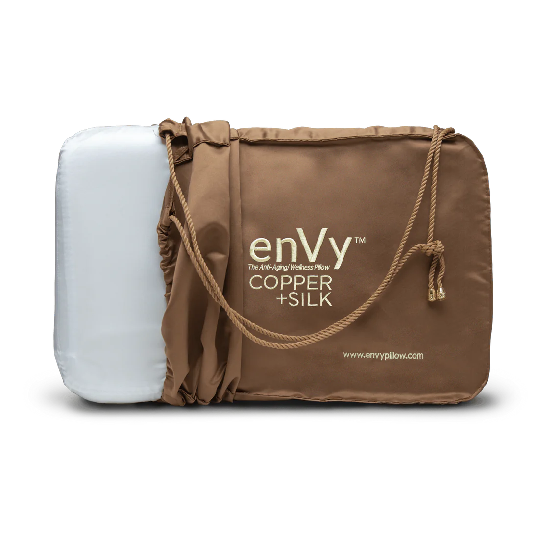 PRO-Aging Ergonomic Neck Pillow for Back and Side Sleepers with COPPER + SILK